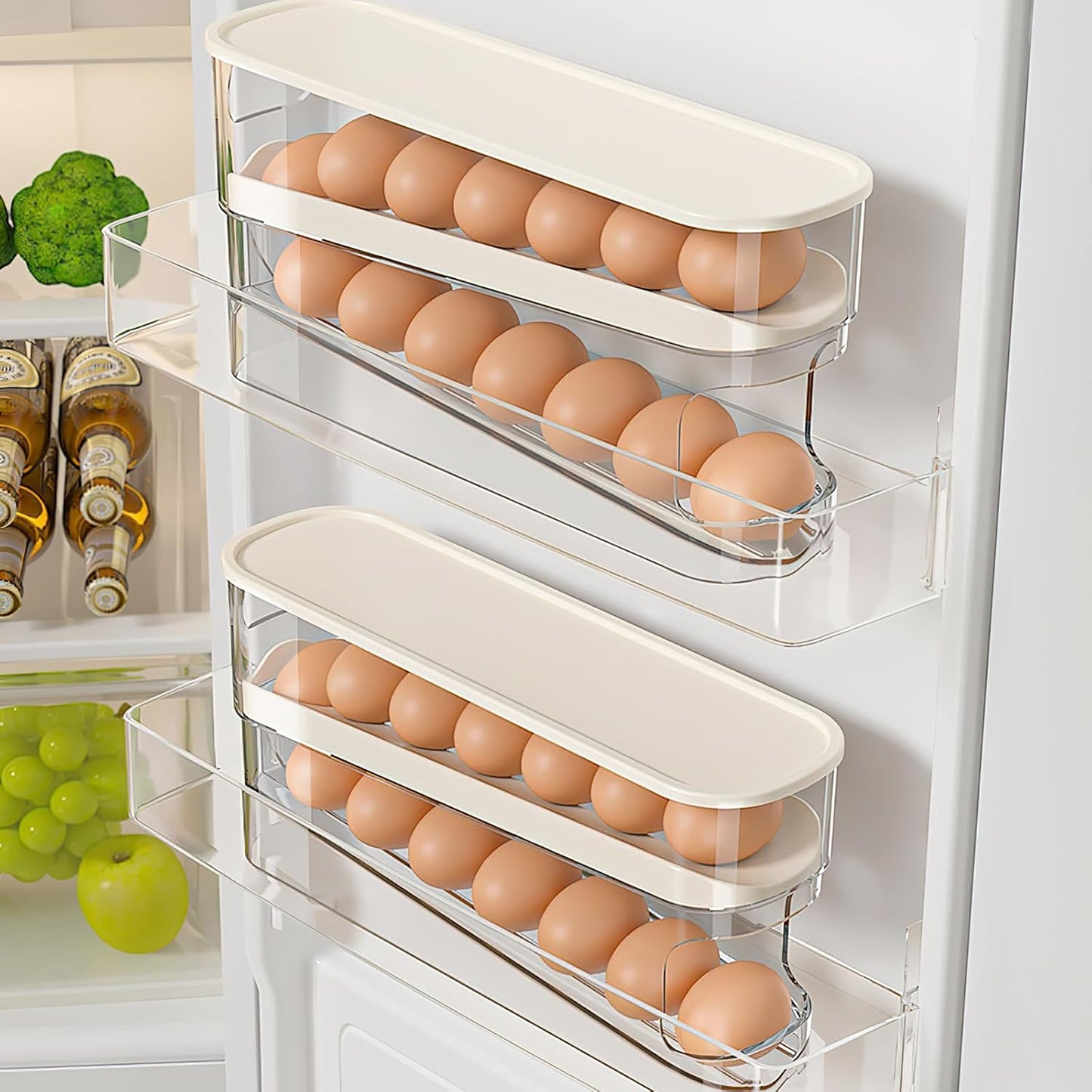 Eierdispenser voor Koelkast – Ruimtebesparende Eiercontainer met Doorrolsysteem