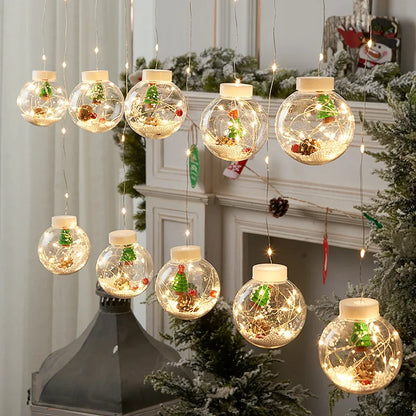 LED Kerstgordijnverlichting met Wensballen & Sneeuwpoppen – Stijlvol tijdens de Feestdagen