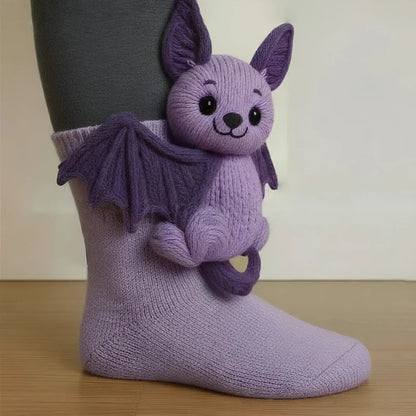 Handgemaakte Warme One-Size Sokken met Schattig Dierenontwerp