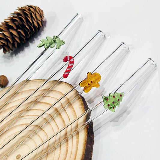 Herbruikbare Glazen Rietjes – Kerst Editie 🎄