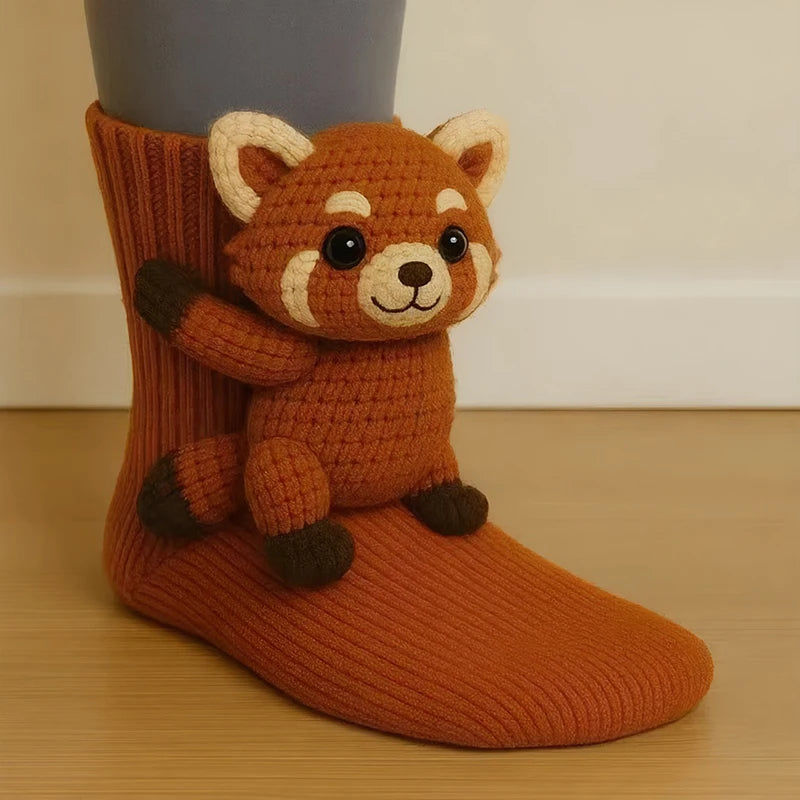 Handgemaakte Warme One-Size Sokken met Schattig Dierenontwerp