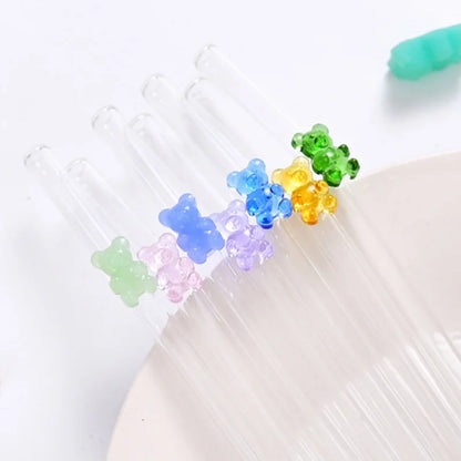 Glazen Beerrietjes – 8-delige Set met Borsteltjes 🧸✨