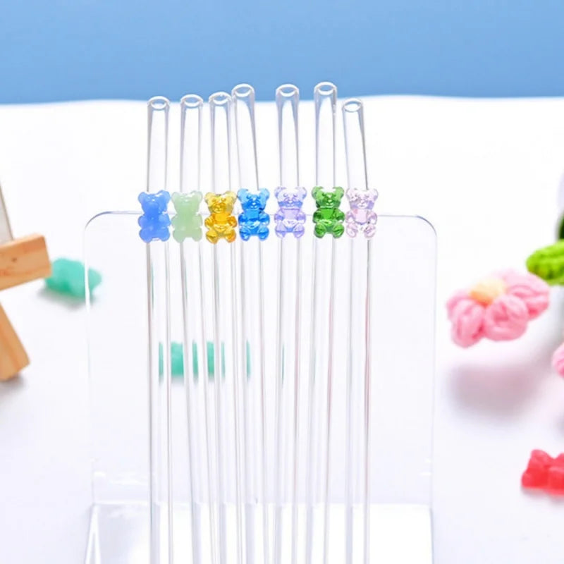 Glazen Beerrietjes – 8-delige Set met Borsteltjes 🧸✨