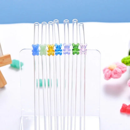 Glazen Beerrietjes – 8-delige Set met Borsteltjes 🧸✨