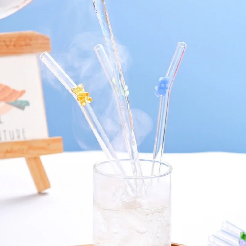 Glazen Beerrietjes – 8-delige Set met Borsteltjes 🧸✨