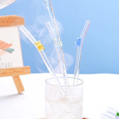 Glazen Beerrietjes – 8-delige Set met Borsteltjes 🧸✨