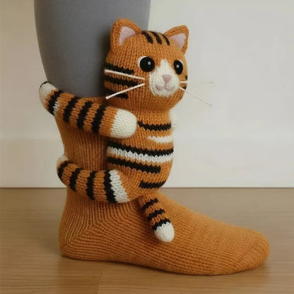 Handgemaakte Warme One-Size Sokken met Schattig Dierenontwerp