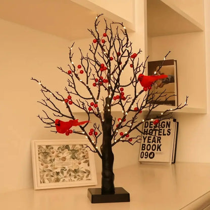 Tafellamp Mini Kunstboom – Zwart Berken Design met 60 LED-lichtjes