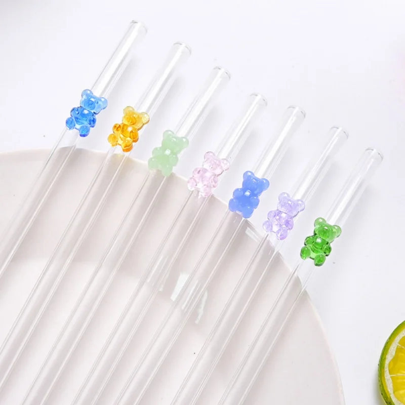 Glazen Beerrietjes – 8-delige Set met Borsteltjes 🧸✨