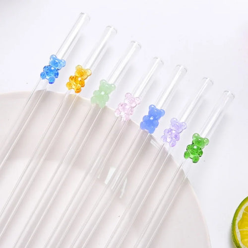 Glazen Beerrietjes – 8-delige Set met Borsteltjes 🧸✨
