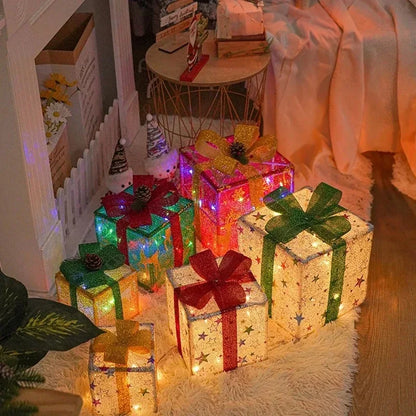 3-delige Set Verlichte Kerstcadeaudozen
