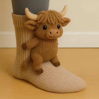 Handgemaakte Warme One-Size Sokken met Schattig Dierenontwerp