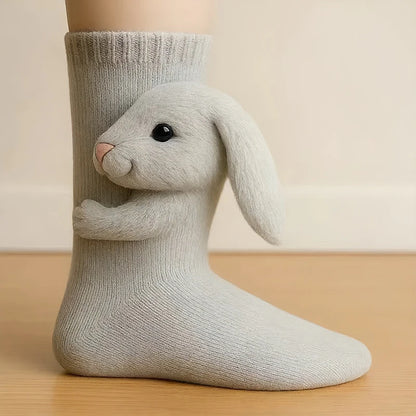 Handgemaakte Warme One-Size Sokken met Schattig Dierenontwerp