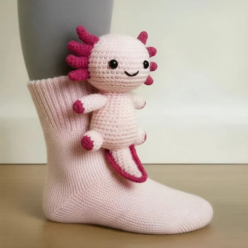 Handgemaakte Warme One-Size Sokken met Schattig Dierenontwerp
