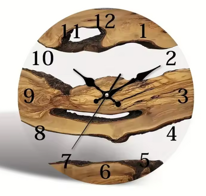 Moderne Stille Wandklok Imitatie Olijfhout – Elegant & Stil