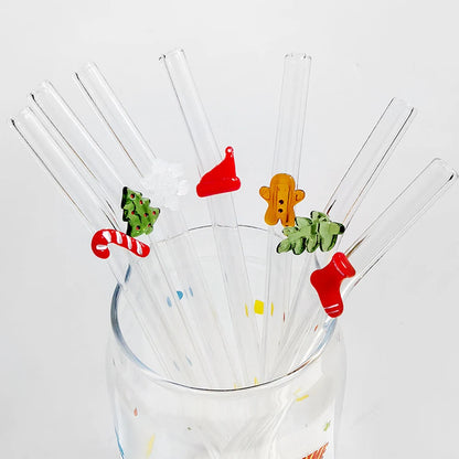 Herbruikbare Glazen Rietjes – Kerst Editie 🎄
