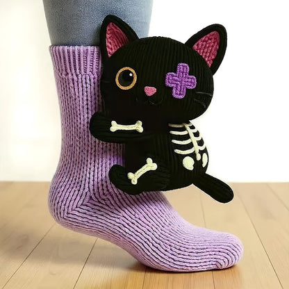 Handgemaakte Warme One-Size Sokken met Schattig Dierenontwerp
