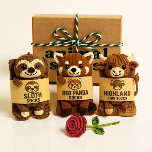 Handgemaakte Warme One-Size Sokken met Schattig Dierenontwerp